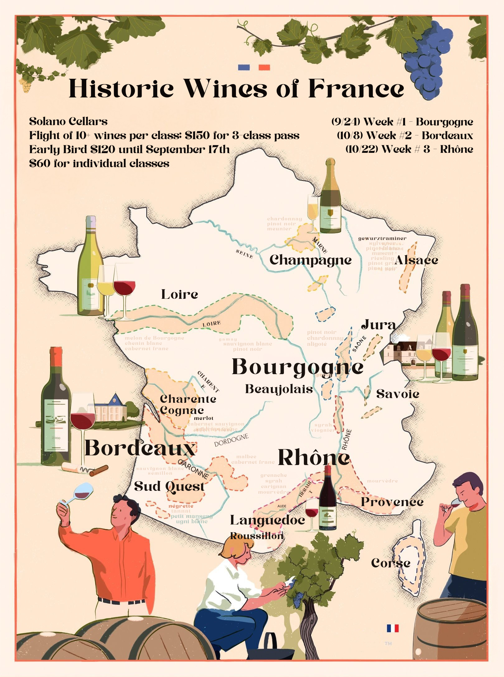 Historic Wines of France (Classes) @ Solano Cellars (9/24-10/22)