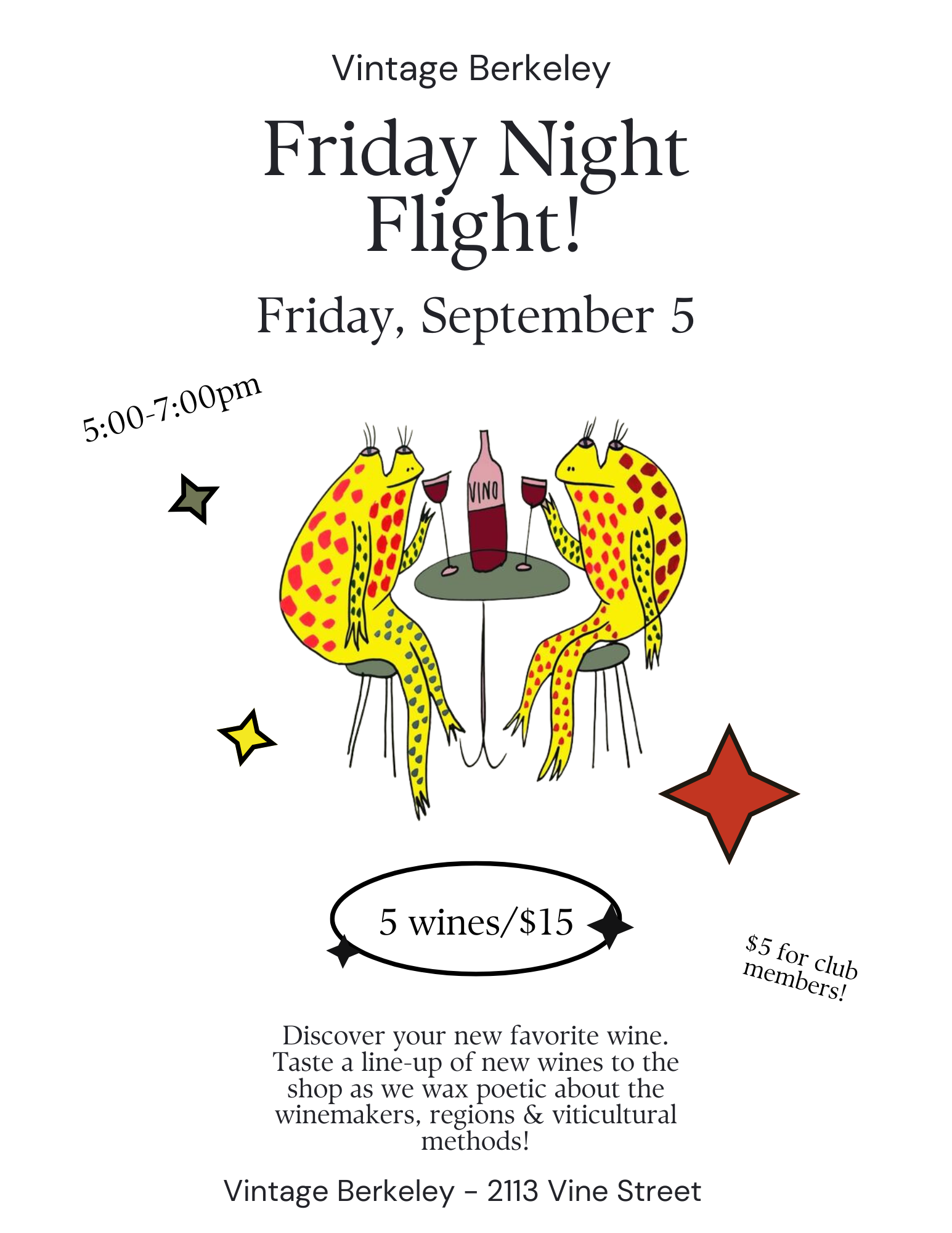 Friday Night Flight @ Vine St. Friday, September 5th